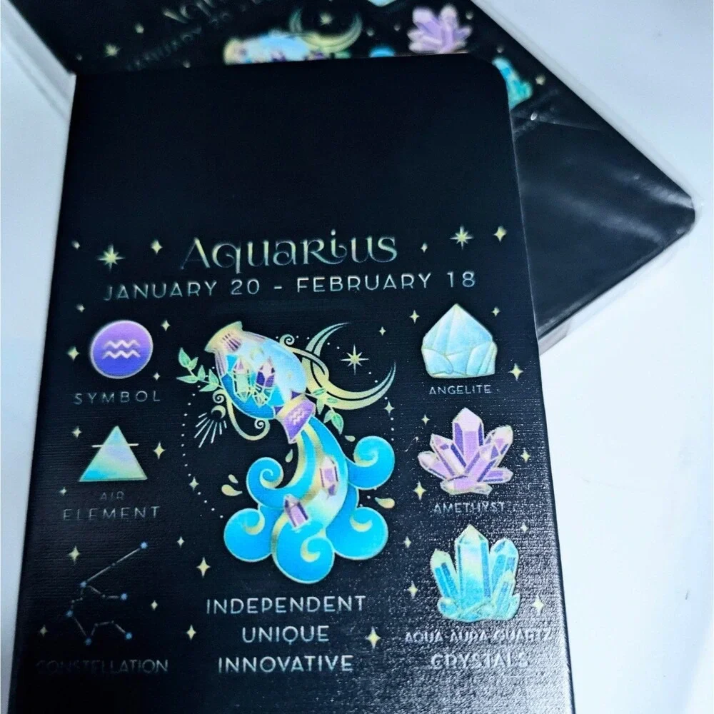 2 Aquarius Zodiac Constellation‎ Journal Notebook with Crystals Design
